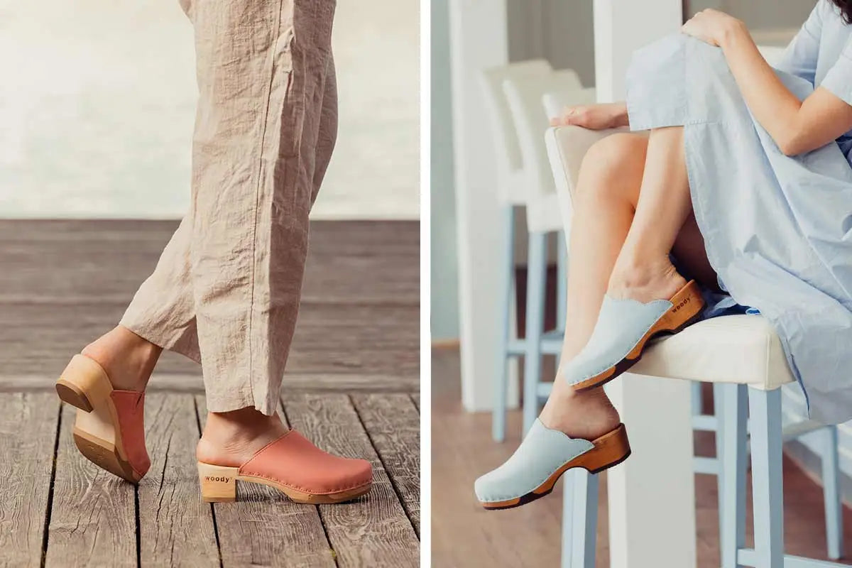 Clogs von woody Schuhe. die Holzschuhe mit biegsamer, flexibler Holzsohle aus Österrreich. Handgemachte Holzschuhe und Holzclogs