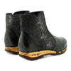Clogs Damen Olga schwarz glänzend Steifelette woody. Damenstiefelette olga, clog stiefelette damen mit biegsamer nachhaltiger holzsohle, farbe: nero-argento (schwarz - schwarz mit silbernem glitter), holzclogs woody, woody schuhe, woody shoes, handgemachte holzschuhe aus österreich, kärnten