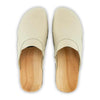 Clogs Damen und Herren Lissabon woody Holzclog als Unisex Clog creme lissabon, arbeits-clogs unisex und biegsamer nachhaltiger holzsohle, farbe: creme, holzclogs woody, woody schuhe, woody shoes, handgemachte holzschuhe aus österreich, kärnten