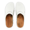 Clogs Damen und Herren Lissabon woody Holzclog als Unisex Clog weiss lissabon, arbeits-clogs unisex und biegsamer nachhaltiger holzsohle, farbe: weiss, holzclogs woody, woody schuhe, woody shoes, handgemachte holzschuhe aus österreich, kärnten