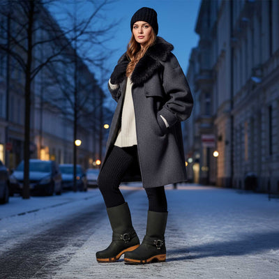 [Nero] leni, clog schlupfstiefel damen mit biegsamer nachhaltiger holzsohle, holzclogs woody, woody schuhe, woody shoes, handgemachte holzschuhe aus österreich, kärnten, farbe: nero (schwarz)