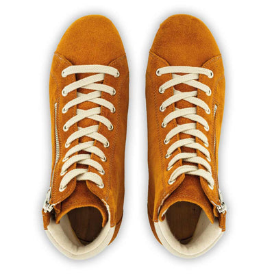 [Papaya-Creme] Roxy Clogs Damen Sneaker Papaya woody Schuhe, Damen Sneaker Clogs, Damenclogs roxy, clog sneakers für damen mit hohem schaft und biegsamer nachhaltiger holzsohle, farbe: papaya-creme (orange-naturweiss), holzclogs woody, woody schuhe, woody shoes, handgemachte holzschuhe aus österreich, kärnten