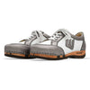 abby, clog sneakers damen mit biegsamer nachhaltiger holzsohle, farbe: titan-weiss, holzclogs woody, woody schuhe, woody shoes, handgemachte holzschuhe, sommerliche terrasse, garten