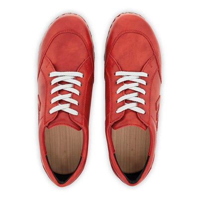 [Rosso] abby, clog sneakers damen mit biegsamer nachhaltiger holzsohle, farbe: rosso (rot), holzclogs woody, woody schuhe, woody shoes, handgemachte holzschuhe aus österreich, kärnten