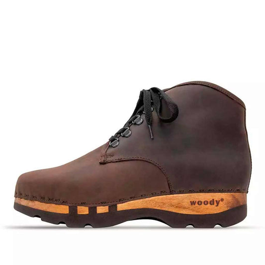 adam - clogs herren ankle boot stiefel gefüttert. winterstiefelette herren clogs, gefütterte holzclogs. woody holzschuhe gefüttert. winter schuhe holzclog, holzschuhe, woody schuhe, holz schuhe, holzclogs fell kaufen, farbe: caffe (dunkelbraun)