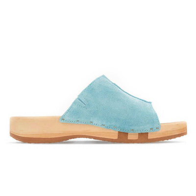anja-farbe: baby-blue_clogs pantoletten damen mit biegsamer nachhaltiger weidenholzsohle, holzclogs woody, woody schuhe, woody shoes, handgemachte holzschuhe aus österreich, kärnten