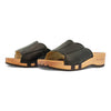 anna-farbe: schwarz, damen clog pantolette mit biegsamer nachhaltiger weidenholzsohle, holzclogs woody, woody schuhe, woody shoes, handgemachte holzschuhe aus österreich, kärnten
