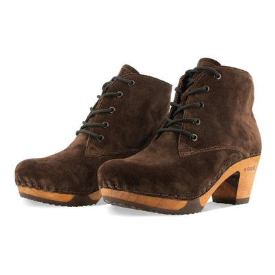 [Chocolate] anne clog stiefelette damen anne woody holzschuhe. ankle boots gefüttert, damenstiefel, stiefel, damenclogs mit flexibler, biegsamer holzsohle. holzclogs, clogs damen knöchel stiefel, damen clogs mit fussbett. ankleboots holz schuhe, holzclog, holzschuhe kaufen, farbe: chocolate (braun)