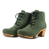 anne, clog ankle boot damen mit biegsamer nachhaltiger holzsohle, farbe: forest (waldgruen), holzclogs woody, woody schuhe, woody shoes, handgemachte holzschuhe aus österreich, kärnten