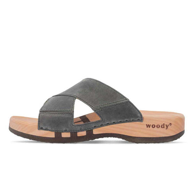 carlo - biegsamer nachhaltiger holzsohle, der bestseller, holzclogs woody, woody schuhe, woody shoes, handgemachte holzschuhe aus österreich, kärnten, farbe: bleir (Blei-Grau)