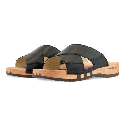 carlo - biegsamer nachhaltiger holzsohle, der bestseller, holzclogs woody, woody schuhe, woody shoes, handgemachte holzschuhe aus österreich, kärnten, farbe: schwarz