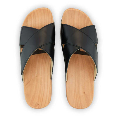 carlo - biegsamer nachhaltiger holzsohle, der bestseller, holzclogs woody, woody schuhe, woody shoes, handgemachte holzschuhe aus österreich, kärnten, farbe: schwarz