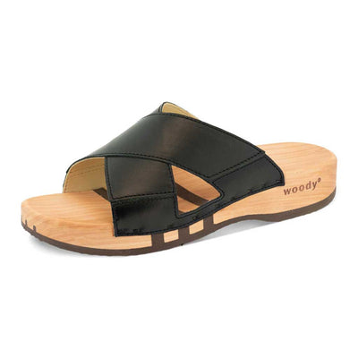 carlo - biegsamer nachhaltiger holzsohle, der bestseller, holzclogs woody, woody schuhe, woody shoes, handgemachte holzschuhe aus österreich, kärnten, farbe: schwarz