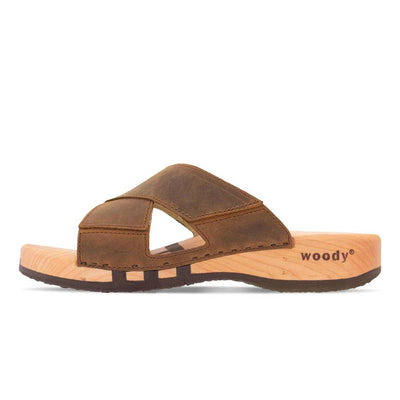carlo - biegsamer nachhaltiger holzsohle, der bestseller, holzclogs woody, woody schuhe, woody shoes, handgemachte holzschuhe aus österreich, kärnten, farbe: tabacco (braun)