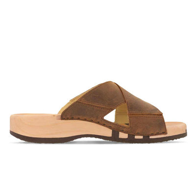 carlo - biegsamer nachhaltiger holzsohle, der bestseller, holzclogs woody, woody schuhe, woody shoes, handgemachte holzschuhe aus österreich, kärnten, farbe: tabacco (braun)