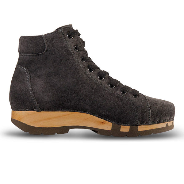 [Graphit] Roxy Damen Clog Sneaker von woody Schuhe. Clogs Damen roxy, clog sneakers für damen mit hohem schaft und biegsamer nachhaltiger holzsohle, farbe: titan, holzclogs woody, woody schuhe, woody shoes, handgemachte holzschuhe aus österreich, kärnten
