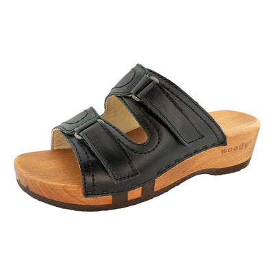 [Schwarz] clogs damen melina, pantoletten clogs damen mit biegsamer nachhaltiger holzsohle, der bestseller, farbe: schwarz, holzclogs woody, woody schuhe, woody shoes, handgemachte holzschuhe aus österreich, kärnten