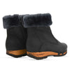 elke, clog stiefel damen mit biegsamer nachhaltiger holzsohle, lammfellfutter und kragen, farbe: nero, holzclogs woody, woody schuhe, woody shoes, handgemachte holzschuhe aus österreich, kärnten