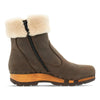 elke, clog stiefel damen mit biegsamer nachhaltiger holzsohle, lammfellfutter und kragen, farbe: caffe, holzclogs woody, woody schuhe, woody shoes, handgemachte holzschuhe aus österreich, kärnten