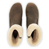 elke, clog stiefel damen mit biegsamer nachhaltiger holzsohle, lammfellfutter und kragen, farbe: caffe, holzclogs woody, woody schuhe, woody shoes, handgemachte holzschuhe aus österreich, kärnten