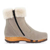 elke, clog stiefel damen mit biegsamer nachhaltiger holzsohle, lammfellfutter und kragen, farbe: sabbia (sand), holzclogs woody, woody schuhe, woody shoes, handgemachte holzschuhe aus österreich, kärnten
