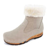 elke, clog stiefel damen mit biegsamer nachhaltiger holzsohle, lammfellfutter und kragen, farbe: sabbia (sand), holzclogs woody, woody schuhe, woody shoes, handgemachte holzschuhe aus österreich, kärnten