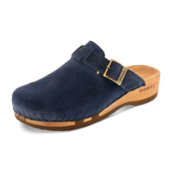 [Navy] erika, farbe: sand alias warm gray_clogs damen mit biegsamer nachhaltiger weidenholzsohle, holzclogs woody, woody schuhe, woody shoes, handgemachte holzschuhe aus österreich, traktor