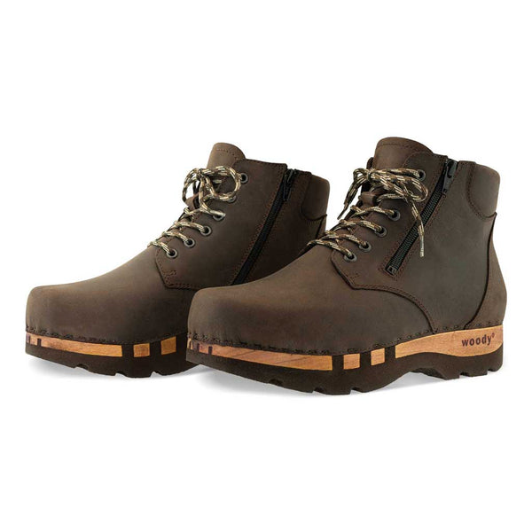 [Caffe] Fabio Herren Clog - Boots / Stiefel mit biegsamer, nachhaltiger Holzsohle. Farbe: caffe (braun), Holzclogs Woody Schuhe, Woody Shoes, handgemachte Holzschuhe aus Österreich, Kärnten