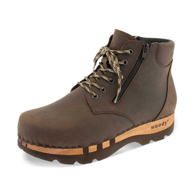 [Caffe] Fabio Herren Clog - Boots / Stiefel mit biegsamer, nachhaltiger Holzsohle. Farbe: caffe (braun), Holzclogs Woody Schuhe, Woody Shoes, handgemachte Holzschuhe aus Österreich, Kärnten