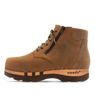 [Tabacco] Fabio Herren Clog - Boots / Stiefel mit biegsamer, nachhaltiger Holzsohle. Farbe: tabacco (braun). Holzclogs Woody Schuhe, Woody Shoes, handgemachte Holzschuhe aus Österreich, Kärnten