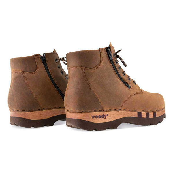 [Tabacco] Fabio Herren Clog - Boots / Stiefel mit biegsamer, nachhaltiger Holzsohle. Farbe: tabacco (braun). Holzclogs Woody Schuhe, Woody Shoes, handgemachte Holzschuhe aus Österreich, Kärnten