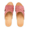 fiona-farbe: flamingo, pantoletten clogs damen mit biegsamer nachhaltiger Holzsohle,holzclogs woody, woody schuhe, woody shoes, handgemachte holzschuhe aus österreich, kärnten