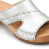 fiona-farbe: silber, pantoletten clogs damen mit biegsamer nachhaltiger Holzsohle,holzclogs woody, woody schuhe, woody shoes, handgemachte holzschuhe aus österreich, kärnten