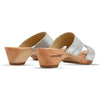 fiona-farbe: silber, pantoletten clogs damen mit biegsamer nachhaltiger Holzsohle,holzclogs woody, woody schuhe, woody shoes, handgemachte holzschuhe aus österreich, kärnten