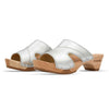 fiona-farbe: silber, pantoletten clogs damen mit biegsamer nachhaltiger Holzsohle,holzclogs woody, woody schuhe, woody shoes, handgemachte holzschuhe aus österreich, kärnten