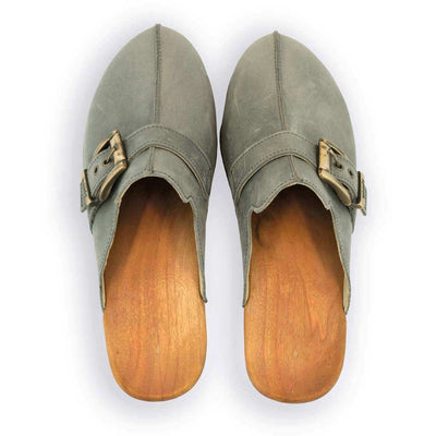 florentina-farbe: jeans (grau), clogs damen mit biegsamer nachhaltiger Holzsohle,holzclogs woody, woody schuhe, woody shoes, handgemachte holzschuhe aus österreich, kärnten