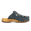 freddy, clogs herren mit biegsamer nachhaltiger Holzsohle, farbe: avion-blau, holzclogs woody, woody schuhe, woody shoes, handgemachte holzschuhe aus österreich, kärnten