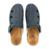 freddy, clogs herren mit biegsamer nachhaltiger Holzsohle, farbe: avion-blau, holzclogs woody, woody schuhe, woody shoes, handgemachte holzschuhe aus österreich, kärnten