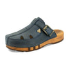 freddy, clogs herren mit biegsamer nachhaltiger Holzsohle, farbe: avion-blau, holzclogs woody, woody schuhe, woody shoes, handgemachte holzschuhe aus österreich, kärnten