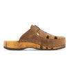 freddy, clogs herren mit biegsamer nachhaltiger Holzsohle, farbe: tabacco-braun, holzclogs woody, woody schuhe, woody shoes, handgemachte holzschuhe aus österreich, kärnten