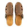 freddy, clogs herren mit biegsamer nachhaltiger Holzsohle, farbe: tabacco-braun, holzclogs woody, woody schuhe, woody shoes, handgemachte holzschuhe aus österreich, kärnten