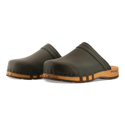 harry, clogs herren mit biegsamer nachhaltiger holzsohle, farbe: schwarz, holzclogs woody, woody schuhe, woody shoes, handgemachte holzschuhe aus österreich, kärnten