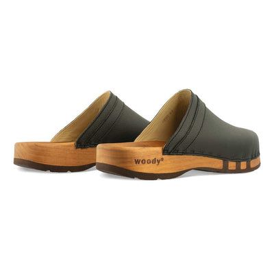 harry, clogs herren mit biegsamer nachhaltiger holzsohle, farbe: schwarz, holzclogs woody, woody schuhe, woody shoes, handgemachte holzschuhe aus österreich, kärnten