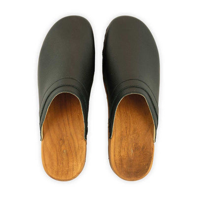 harry, clogs herren mit biegsamer nachhaltiger holzsohle, farbe: schwarz, holzclogs woody, woody schuhe, woody shoes, handgemachte holzschuhe aus österreich, kärnten