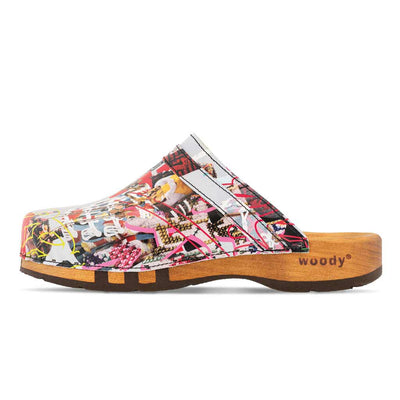 harry, clogs herren mit biegsamer nachhaltiger holzsohle, farbe: kaiser franz joseph (multicolor print), holzclogs woody, woody schuhe, woody shoes, handgemachte holzschuhe aus österreich, kärnten