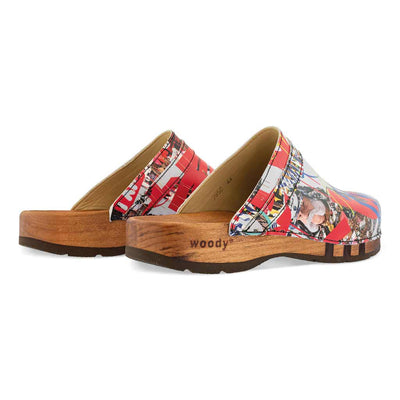 harry, clogs herren mit biegsamer nachhaltiger holzsohle, farbe: kaiser franz joseph (multicolor print), holzclogs woody, woody schuhe, woody shoes, handgemachte holzschuhe aus österreich, kärnten