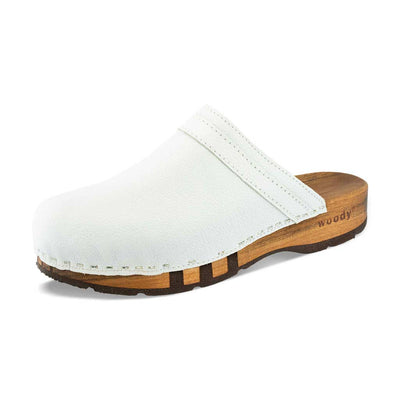 harry, clogs herren mit biegsamer nachhaltiger holzsohle, farbe: weiss, holzclogs woody, woody schuhe, woody shoes, handgemachte holzschuhe aus österreich, kärnten