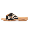 heidi, clogs pantolette damen mit biegsamer nachhaltiger holzsohle, farbe: fell kombi (kuh-print), holzclogs woody, woody schuhe, woody shoes, handgemachte holzschuhe aus österreich, kärnten