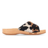 heidi, clogs pantolette damen mit biegsamer nachhaltiger holzsohle, farbe: fell kombi (kuh-print), holzclogs woody, woody schuhe, woody shoes, handgemachte holzschuhe aus österreich, kärnten