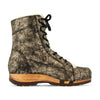 [Noirgold] Heike, clog lammfell gefütterter clog stiefel damen mit biegsamer nachhaltiger holzsohle, holzclogs woody, woody schuhe, woody shoes, handgemachte holzschuhe aus österreich, kärnten, farbe: noirgold (gold mit schwarzen cracks)